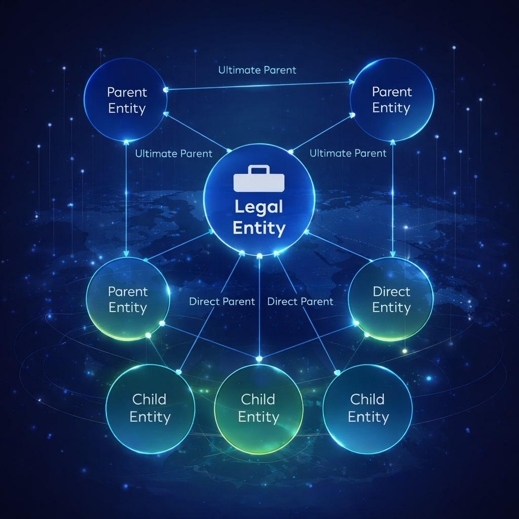 LEI 2 lygio duomenys, rodantys įmonės nuosavybės ir kontrolės santykius